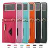 Crossbody-Handyhülle für Samsung Galaxy Z Flip 4 Flip3 Flip5 Funda Abnehmbarer Lanyard-Reißverschluss Kartenhalter Brieftasche Kickstand-Abdeckung