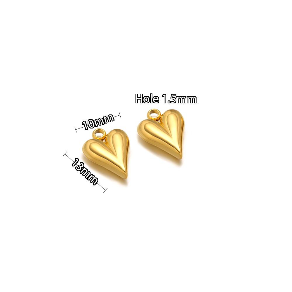 5pcs Stainless Steel New Fashion Three-dimensional Heart Charms Pendants PVD Gold Plated Necklace Homemade Bracelet DIY Jewelry
