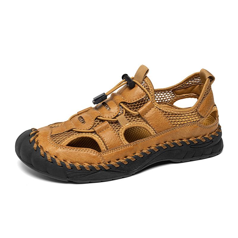 Fashion Slip-on Men's Sports Shoes Handmade Sandals Net Footwear Breathable Light Soft Casual Shoes Summer Wading Aqua Shoes Mesh Flats