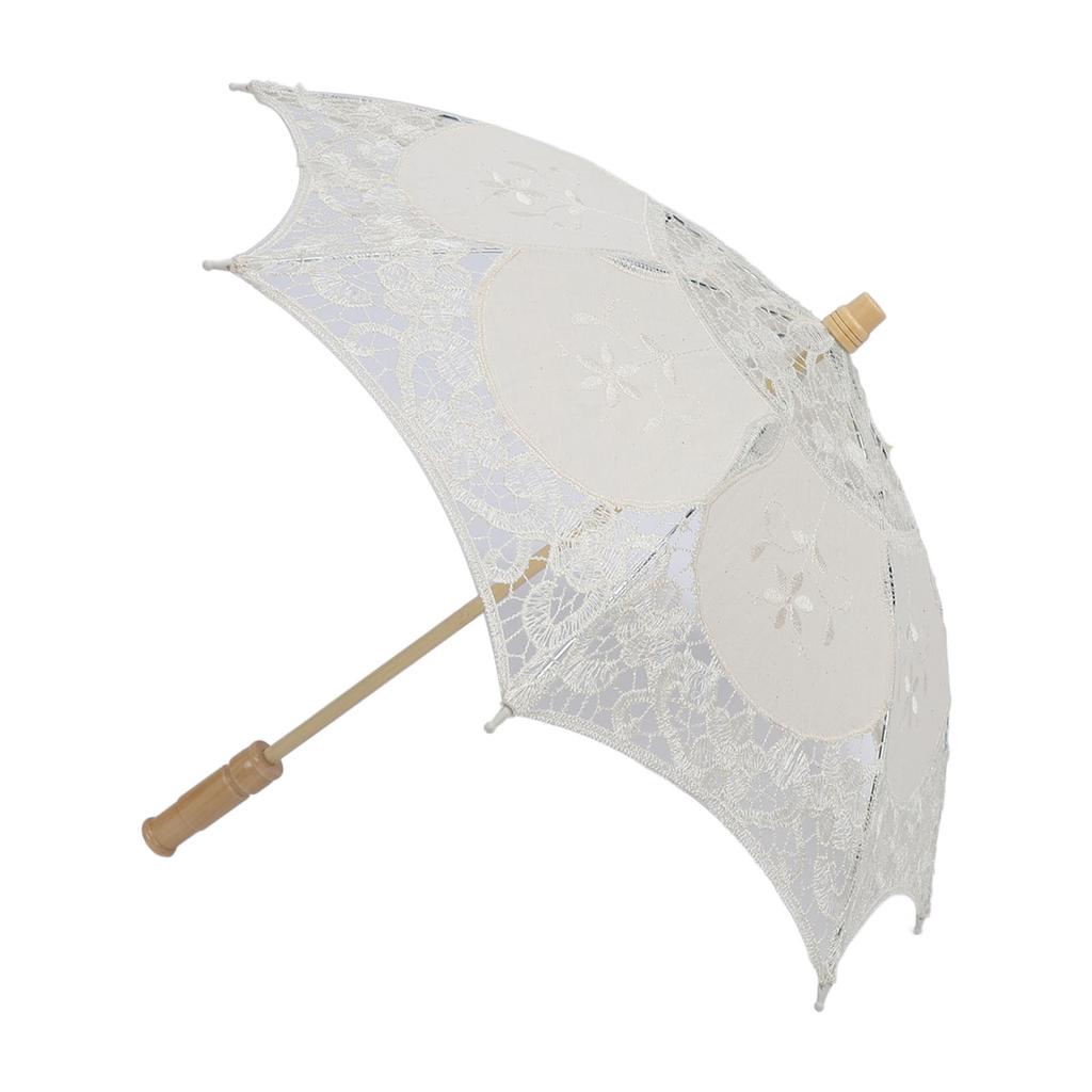 Spets Parasoll Paraply Bröllop Brud Spets Paraply Dekorativ Broderi Blomma Paraply för