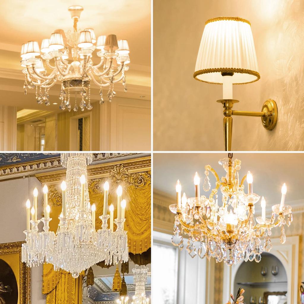 [E12] Lepro LED Chandelier Bulb, E12 Base, 6-Pack, 40W Equivalent, 12mm Base Diameter, C35, Warm White 2700K, 280° Filament Beam, Retro Style, High