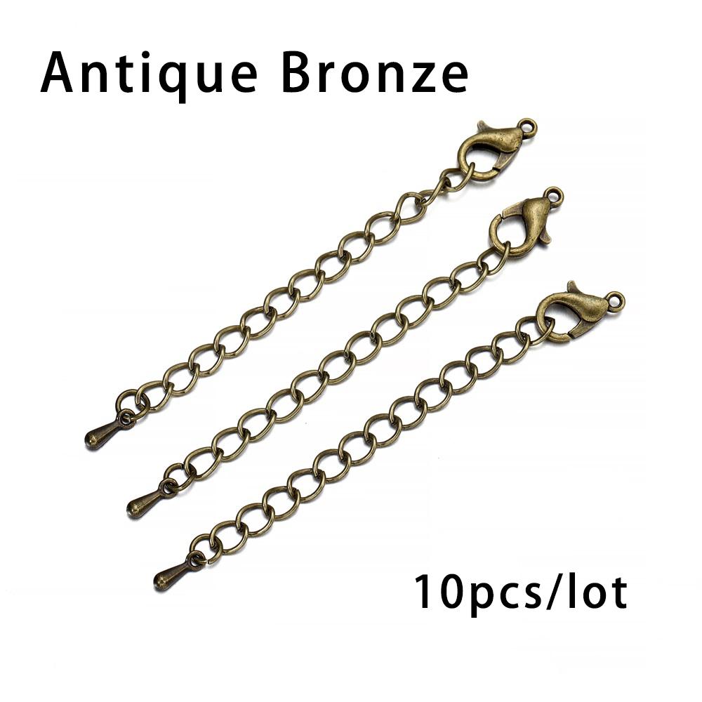 10pcs/lot 50 70mm Tone Extended Extension Tail Chain Lobster Clasps Connector For DIY Jewelry Making Findings Bracelet Necklace