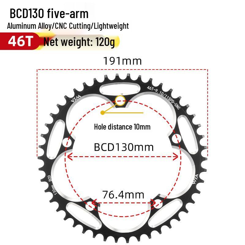 

Система шатунов для шоссейного велосипеда с одной звездой: 130BCD, Положительный/Отрицательный Зуб, Размеры 38T-60T