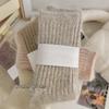 Women's Winter Fleece-Lined Mid-Calf Socks: Extra Thick, Soft, Ribbed, Japanese-Style, Solid Color, Perfect for Sleep or Home Use.