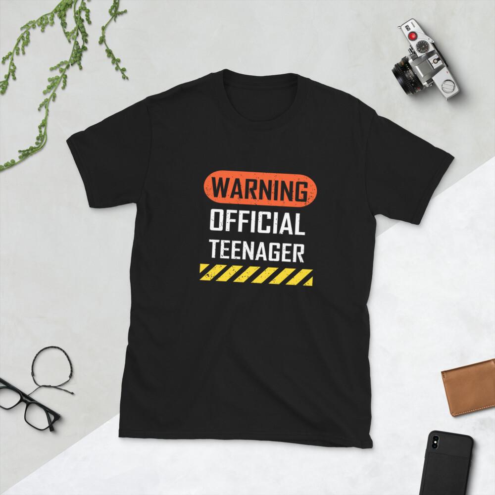 Warning Official Teenager - 13th Birthday Gift, Short-Sleeve Unisex T-Shirt