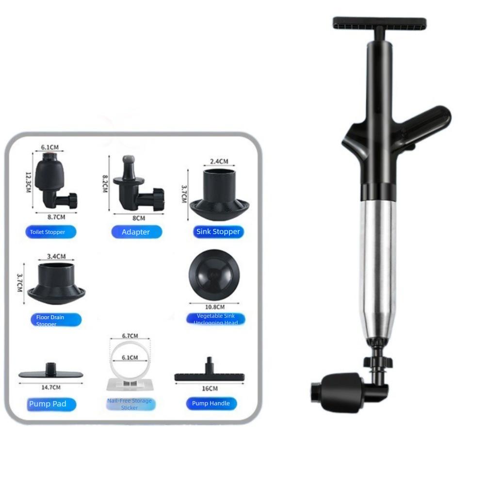 

Пневматический прочиститель высокого давления из нержавеющей стали для унитаза, ванны чёрный