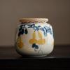 Hand-Painted Plum Blossom Ceramic Mini Tea Caddy with Bamboo Lid