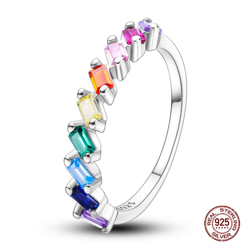 New Rings For Women 100% 925 Silver Star Moon Colorful Zircon Rings Fine Wedding Engagement Birthday Jewelry Gifts