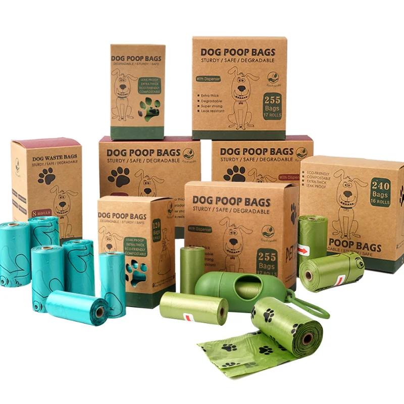 Dog Poop Bag, 1 Roll Biodegradable Dog Waste Bags with 1 Dispenser , Eco-Friendly Leak-Proof Pet Poop Bags for Doggy
