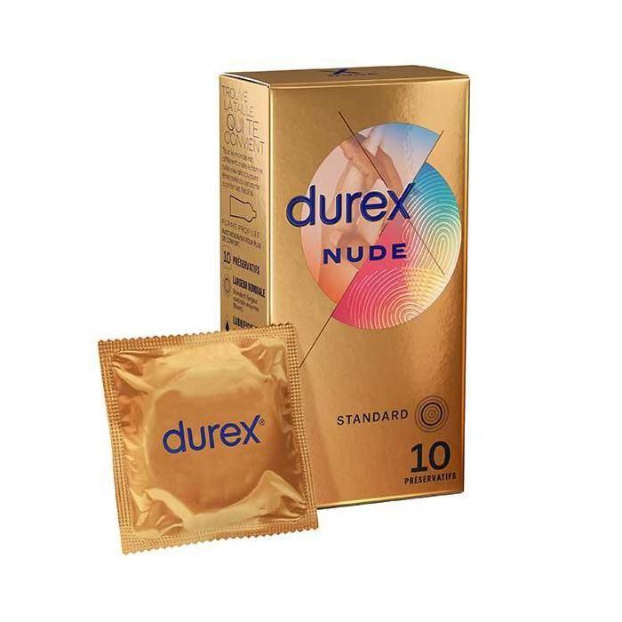 Durex Préservatifs Nude - 10 Préservatifs Extra Fins Sensation Peau Contre Peau