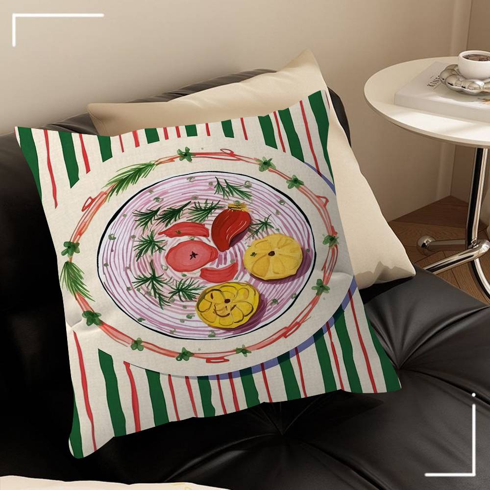 A Plate Of Food Top View Food Stitch Lucky Dragon Pillow Cover Sofa Cushion Cover Home Room Decoration Children Gift