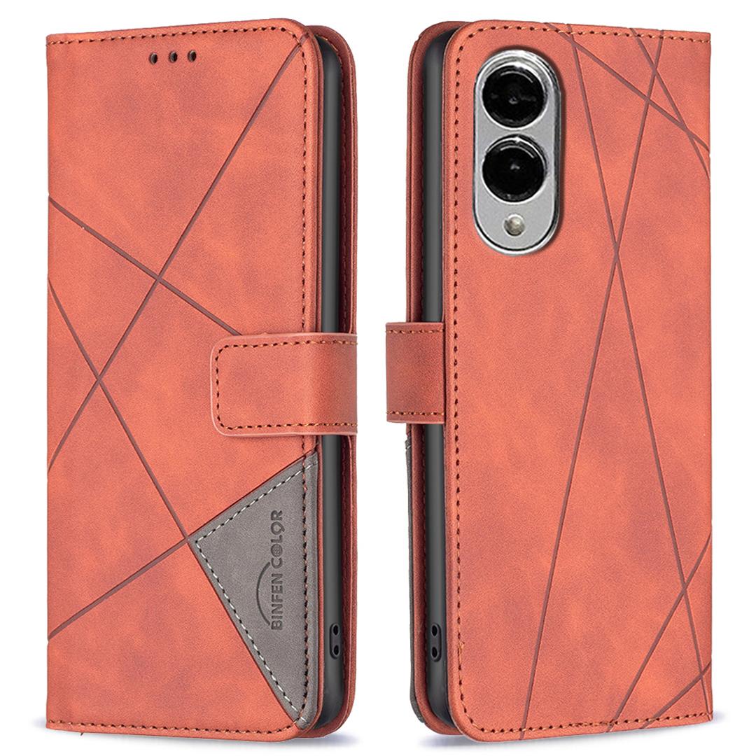 

BINFEN COLOR For Samsung Galaxy S25 Edge Phone Cases Wallet Stand Geometry Imprint Leather Cover E