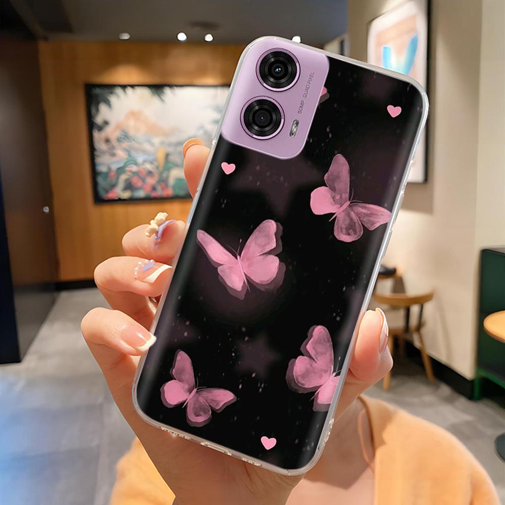 For Moto G24 Phone Case Lovely Panda Patterns Soft TPU Clear Silicone Bumper For Motorola G04 MotoG24 Cover Fundas For Moto E14