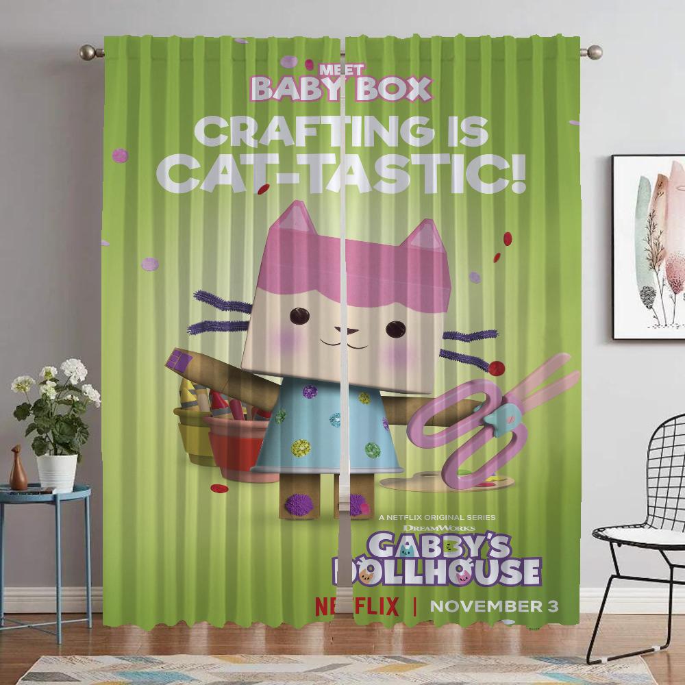 Gabby's Dollhouse Curtains Child Room Blackout Curtains for Camera Living Room Curtain Shades Halloween Decoration Partition