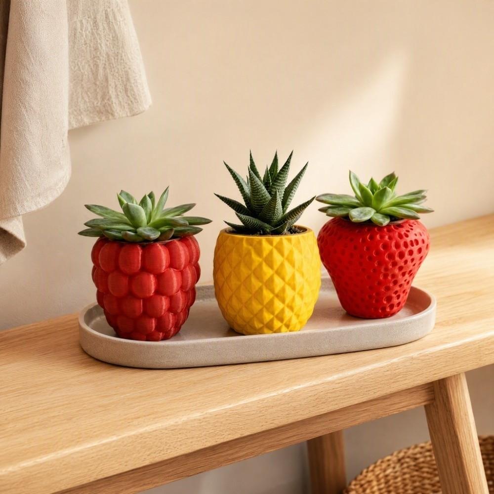 3D Printed Fruit Flower Pot Plastic Flower Container Versatile Planter Holder Placement Easy