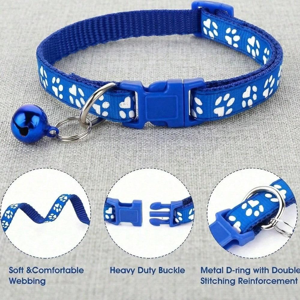 Adorable 1-Piece Cat Collar & Leash Set With Cute Paw Charm - Adjustable Kitten Collar, Soft Pet Necklace For Small Dogs & Cats