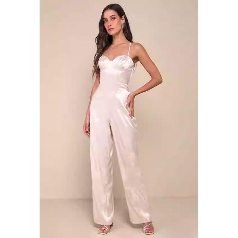 

Европейская станция Lu Home Аура Взрослая Леди подобная Женщина Темные линии Гладкий Сатин На шнуровке Контролирующий талию Лестный Комбинезон Штаны Женщины Champagne XL