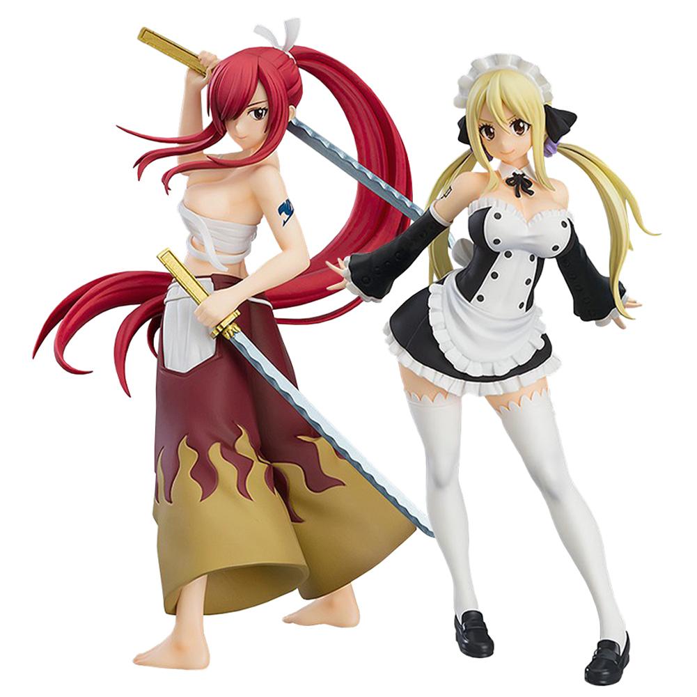 Anime Lucy Heartfilia Figure Aquarius Girl Lucy Standing Pose Action figure Erza Scarlet figurine Doll Collection Adult Boy Gift