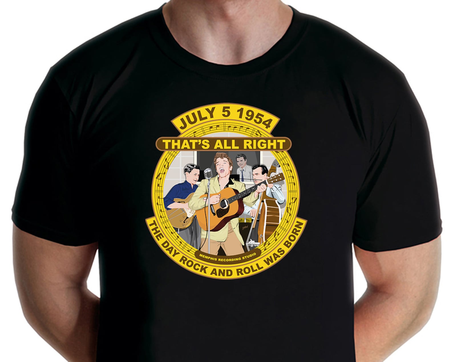 Elvis Presley - The Day Rock And Roll Was Born T-shirt (Jarod Art) XL