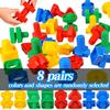 8 Pairs Nuts and Bolts Set, Fine Motor Training Puzzle Toy,Shape and Color Matching Toy,Building Game,Block Combination,Screw and Nut Combination Toy