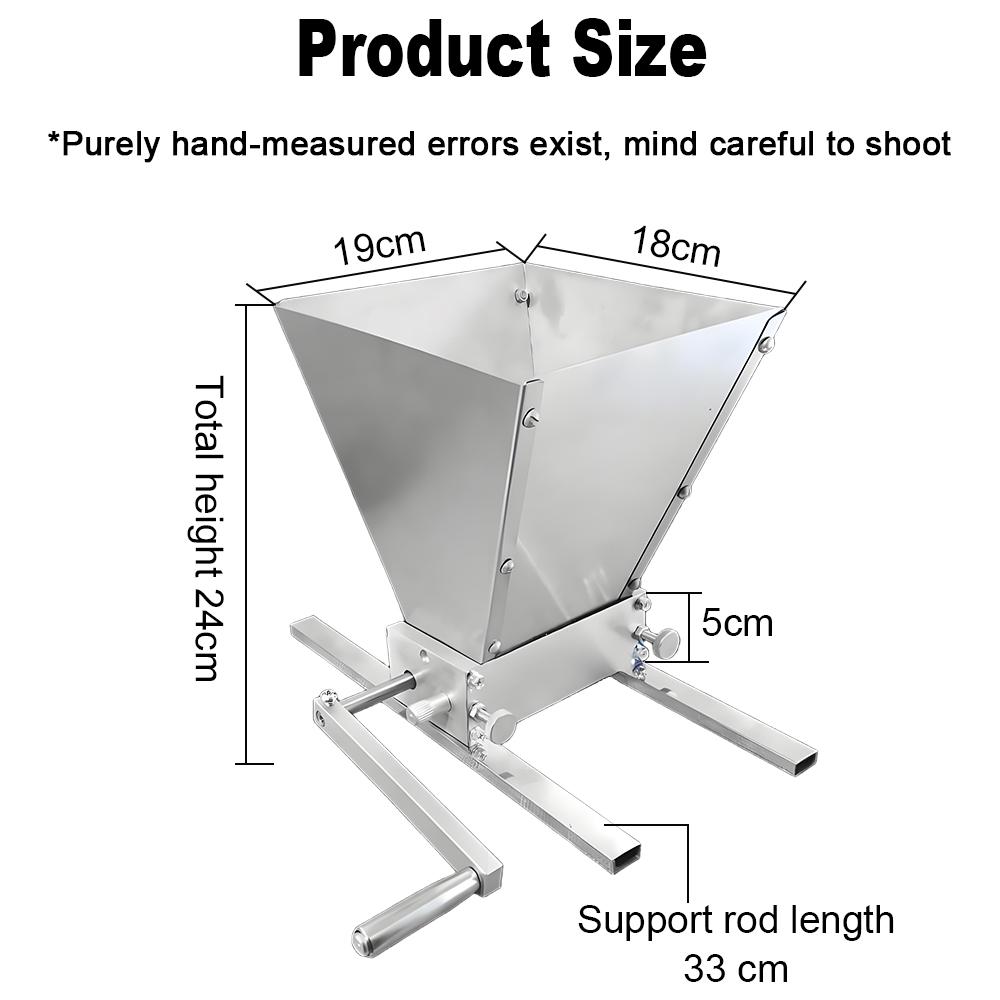 Malt Crusher Barley Grain Grinder Mill 2-roller Manual Adjustable 45# Carbon Steel Mill for Homebrew Beer Brewing