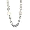 Titanium Double Steel Smiley Face Pearl Necklace Unisex Trendy Jewelry For Fall Winter Wear