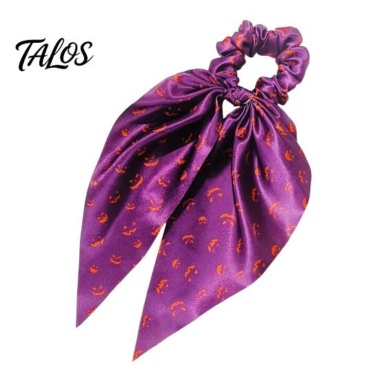 Vivid Halloween Print Scrunchies Hair Ties for Women Girls, Spooky Spider Web Skeleton Bat Stylish 3D Pumpkin Scrunchies, Pleated Ties, Ribbon