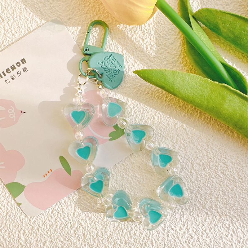 Kreativní barevný akrylový přívěsek na mobil ve tvaru srdce, klíčenka, ozdoba na tašku, řetízek, dekorace na pouzdro na sluchátka, příslušenství na klíče od auta