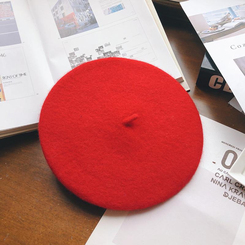Hat Female Autumn and Winter Beret Woolen British Retro Literary and Simple Painter Hat Sweet Versatile Trendy Hat