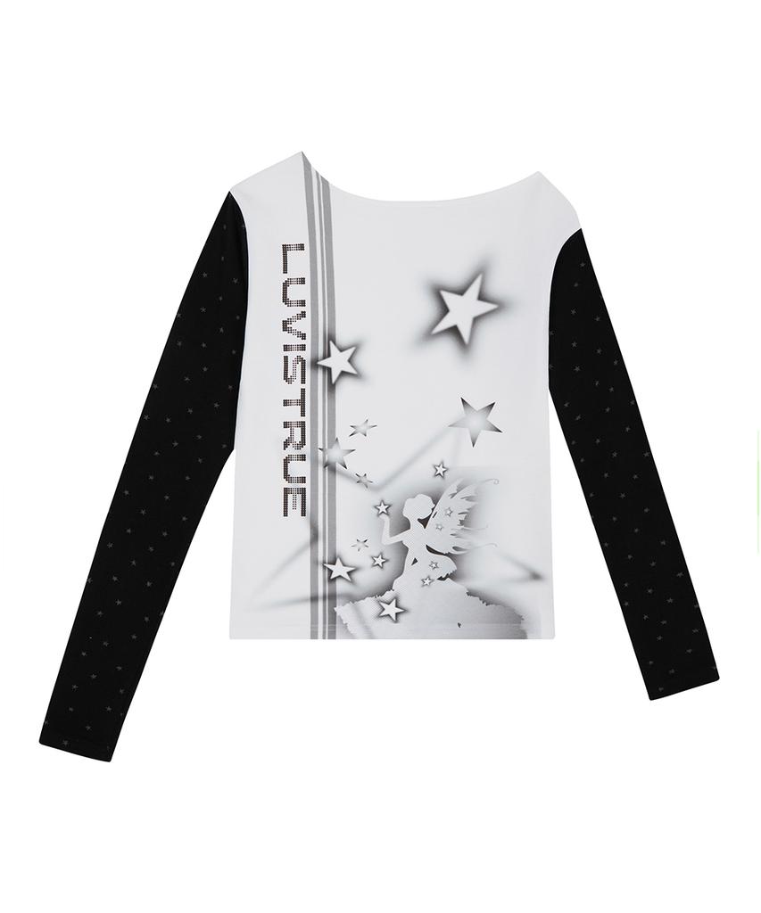 LUVISTRUE El Star Fairy One-Shoulder Tee(White)