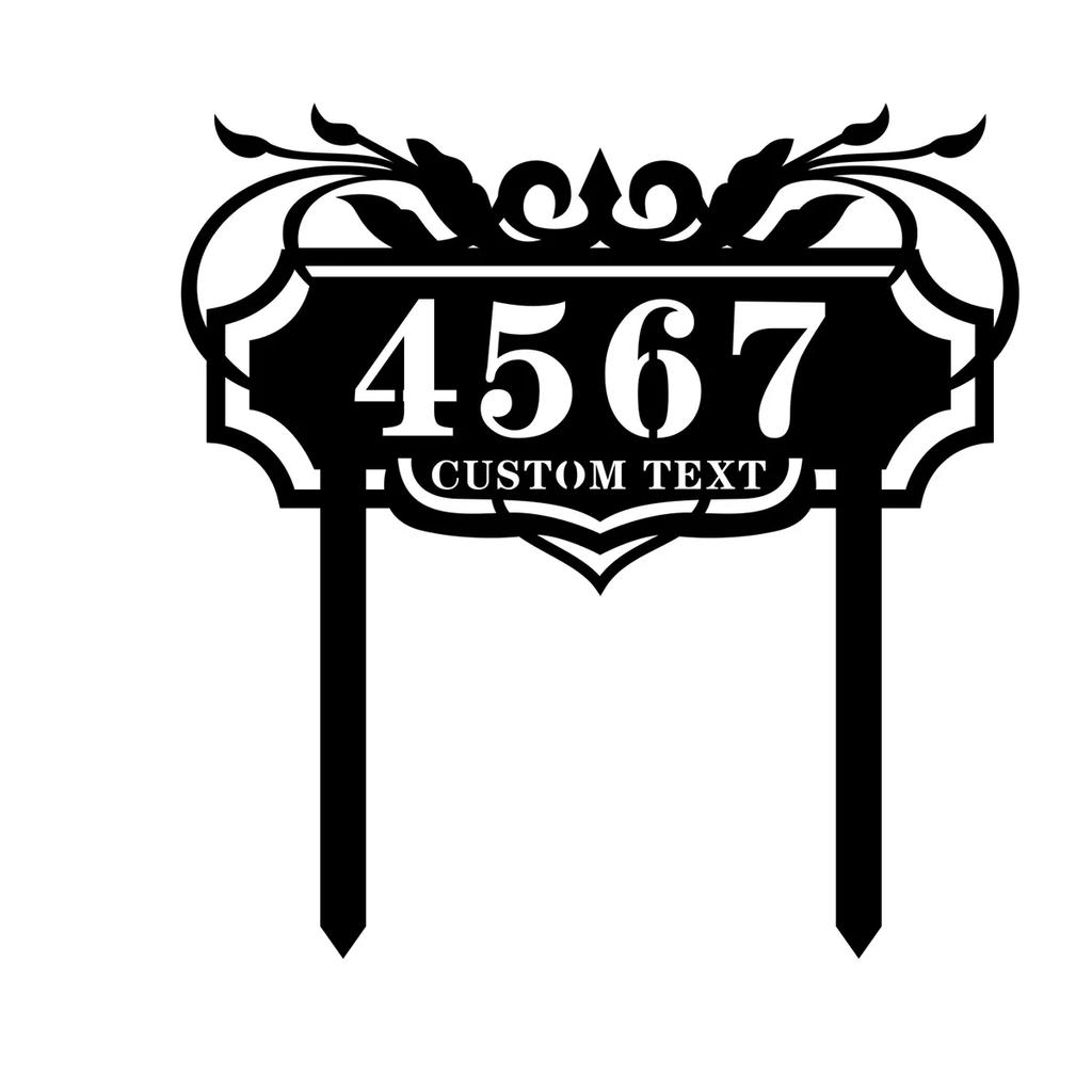 Cartello Segnaletico per Giardino in Metallo, Targa Personalizzata con Numero Civico, Decorazione Artistica Moderna per Cortile, Segnaletica Personalizzata per Viale