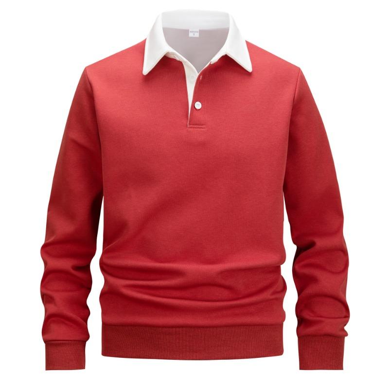 Толстовка с капюшоном Polo Collar Trendy Men s Hoodie Casual Universal Pullovers & Long Sleeves Men s Sweatshirts S красный