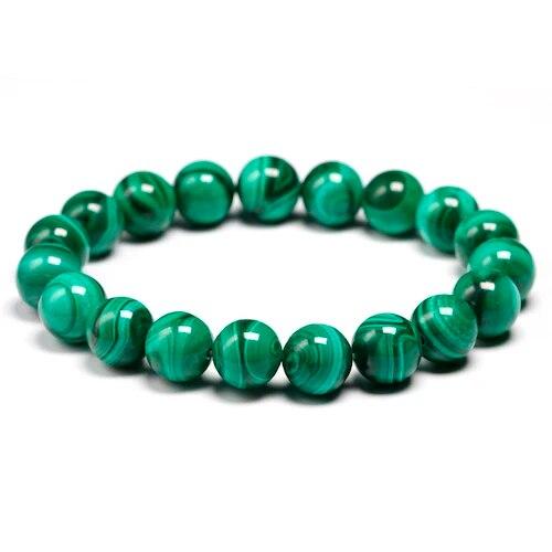 AAAAA naturligt malakitarmband kvinnor smycken natursten stretch par armband för män Malakit pärlor armband
