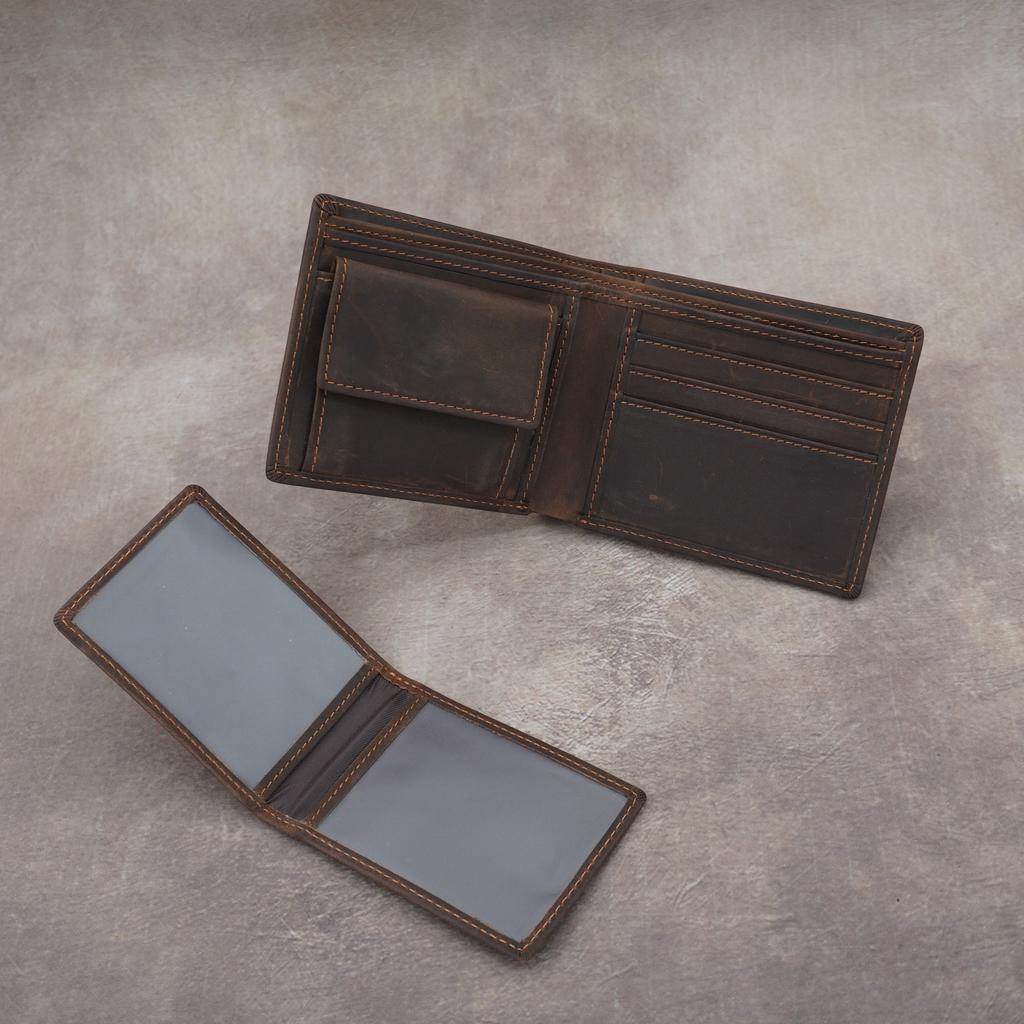 Men's Crazy Horse Leather Wallet, Genuine Leather Head Layer Leather Wallet, Card Bag