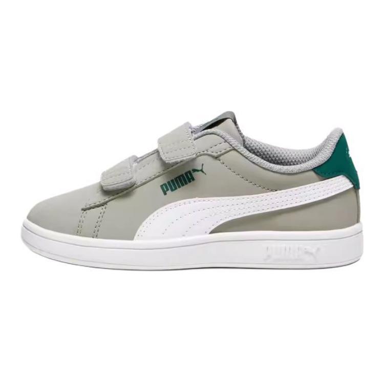 Puma Smash 3.0 Buck V Ps Comfortable Casual Low-Top Kids Skate Shoes Kids Sneakers Gray White Green 392040-06