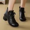Soft leather cotton boots women's winter mother shoes 2025 new thick heel non-slip versatile warm cheongsam boots fashion short boots