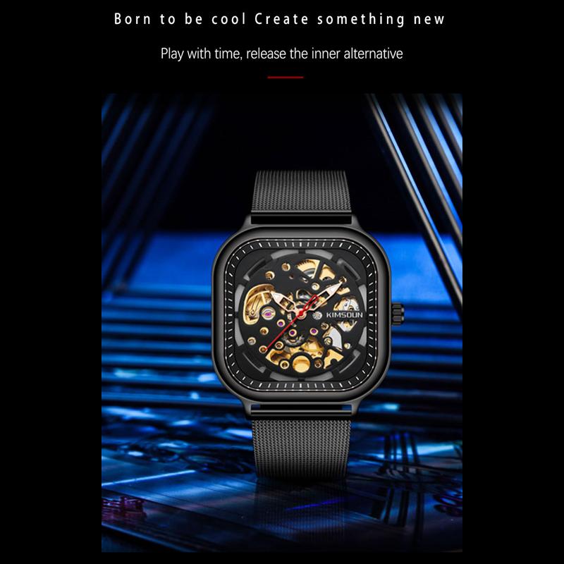 KIMSDUN Herrenuhr Top Marke Luxusuhr Mode Quadratisch Automatik Mechanisch Tafelschliff Herrenuhr