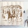 Cactus Shower Curtain,Western Nature Wild West Nature Sunset In Sonoran Desert Near Phoenix Fabric Saguaro Bathroom Curtain Sets
