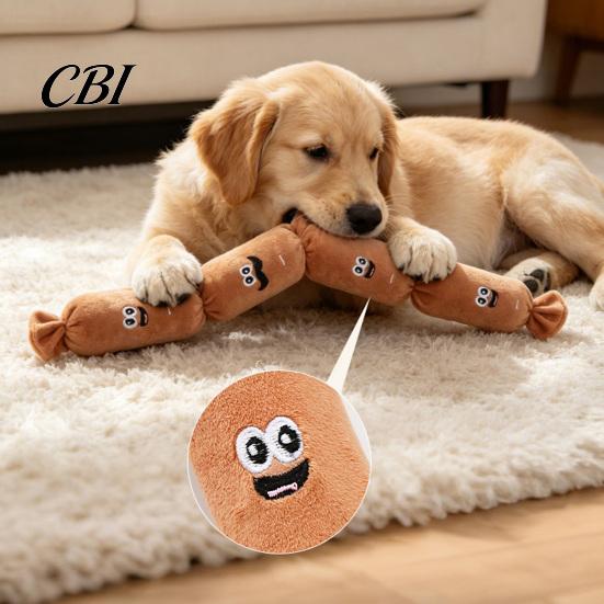 Noise-making Dog Toy Squeaky Plush Toy, Long Sausage Shape Chew with BB Sound, Built-in Squeaker Durable Bite Resistant for Small Medium Dogs,