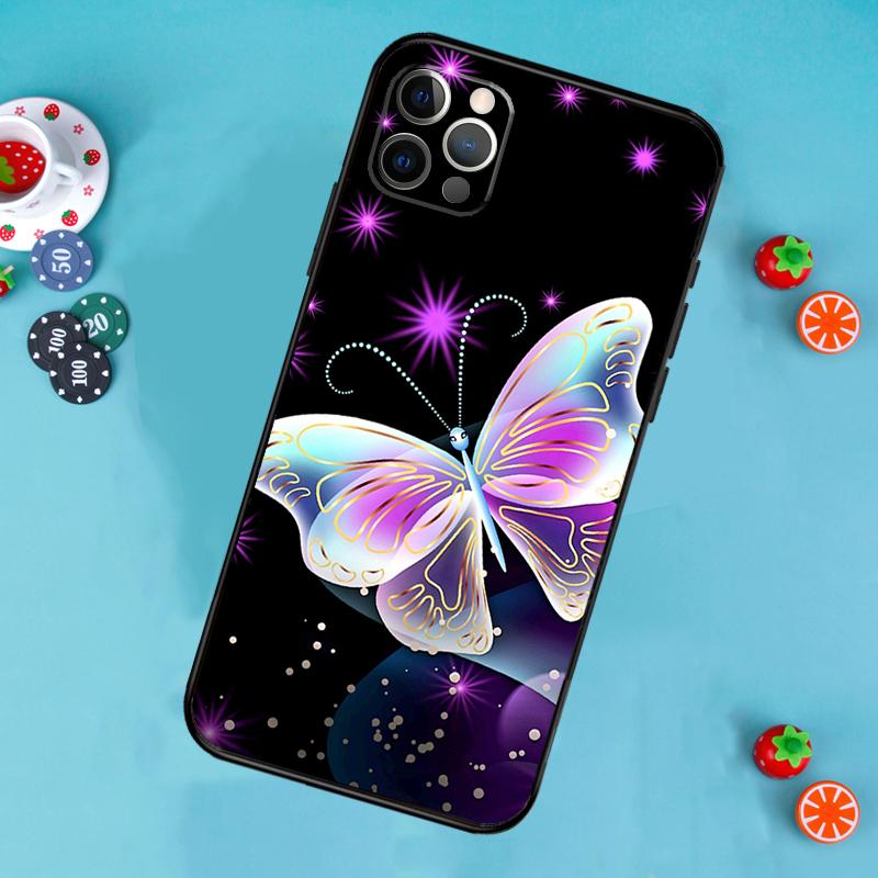 Black Beautiful Butterfly Phone Case For iPhone 17 Air 16 15 14 13 11 12 Pro Max 13 12 mini 15 16 Plus 16e Cover Funda