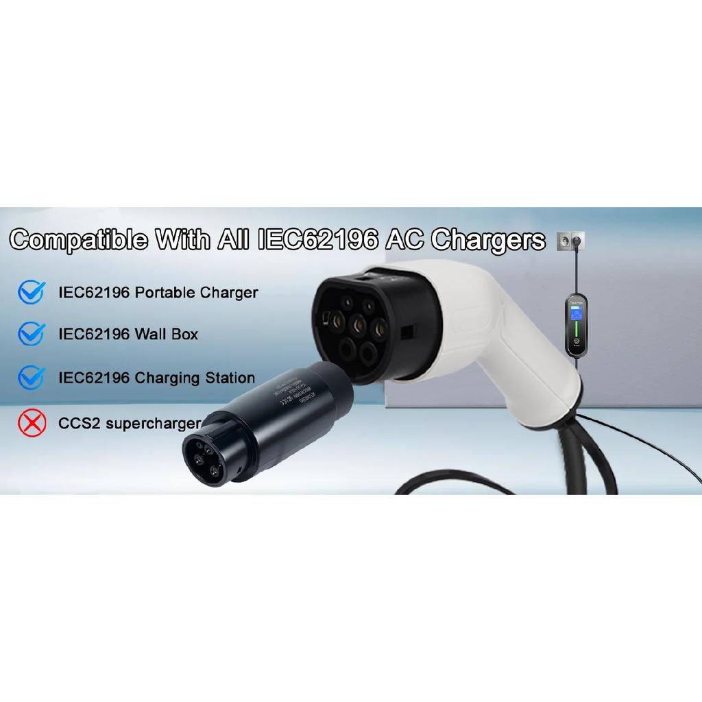 Type 1 to Type 2 Adapter Electric Vehicle Charger Type 2 to Type 1 AC Adaptor GB/T EVSE Charging Convertor For Electric Cars