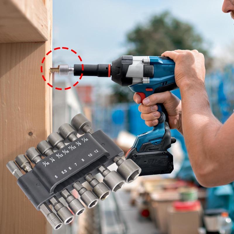 9/14Piece Hexagon Nut Driver Drill Bit Steel Socket Screwdriver Wrench Set Drill Bit Adapter Electric Impact Bolt Handle Tools