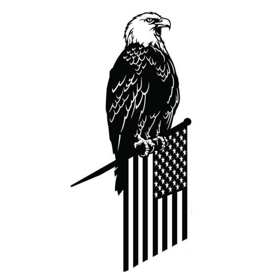 Yousheng Vlajka Orla Stromová Kůl Kovová Silueta Zvířete Dekorace Zahradní Dekorace Zvířecí Znamení s Kůlem pro Zahradní Strom Plotový Sloupek Venkovní Dekorace