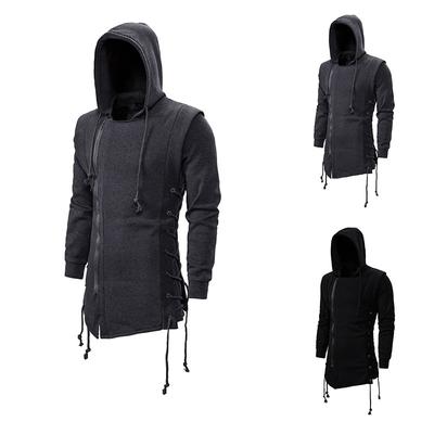 Sudaderas con capucha oscuras para hombre de otoño e invierno, chaquetas casuales de color sólido de moda y personalidad juvenil
