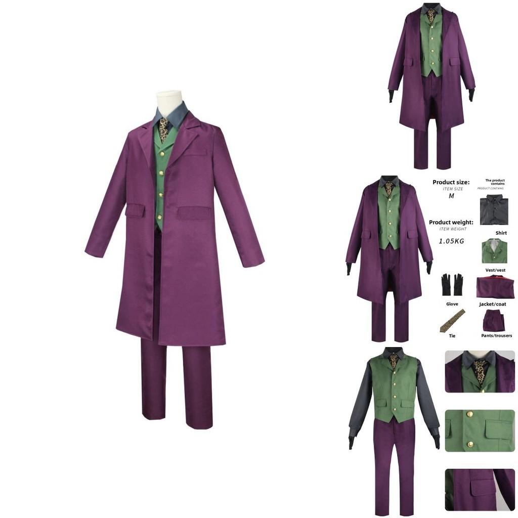Batman Il Cavaliere Oscuro Joker Heath Ledger Costume Cosplay Con Giacca Viola Per Halloween Gioco di Ruolo