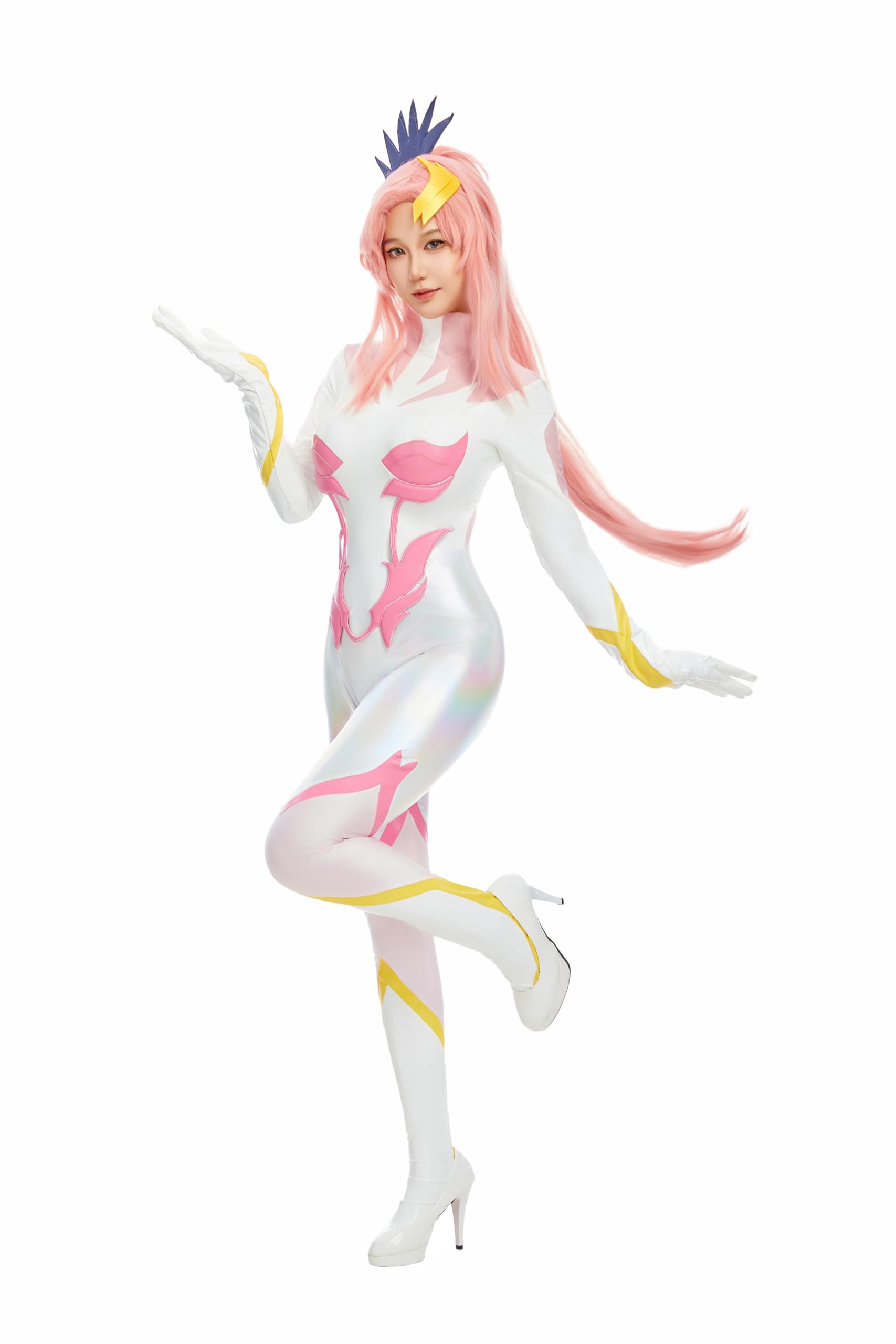 

Miccostumes Adult Warrior Pilot Suit Long Sleeve Bodysuit and Leotard Cosplay and Top and Bottom Costume White Women s Costume, Cool, Cute, Moe, Set, белый