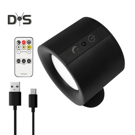 

Магнитный настенный светильник с вращением на 360 градусов, 3 цветовых температуры, регулируемая яркость, перезаряжаемый через USB, настенный светильник для гостиной, спальни B чёрный