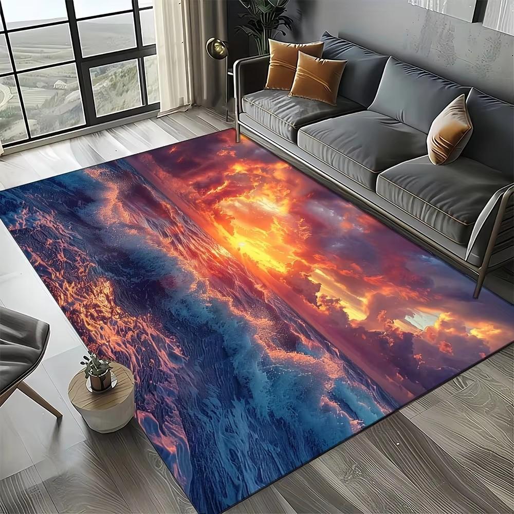 Coastal Beach Sea Style Mat Carpets for Living Room Children's Bedroom Living Room Anti Slip Crawling Rug Living Room Decoration
