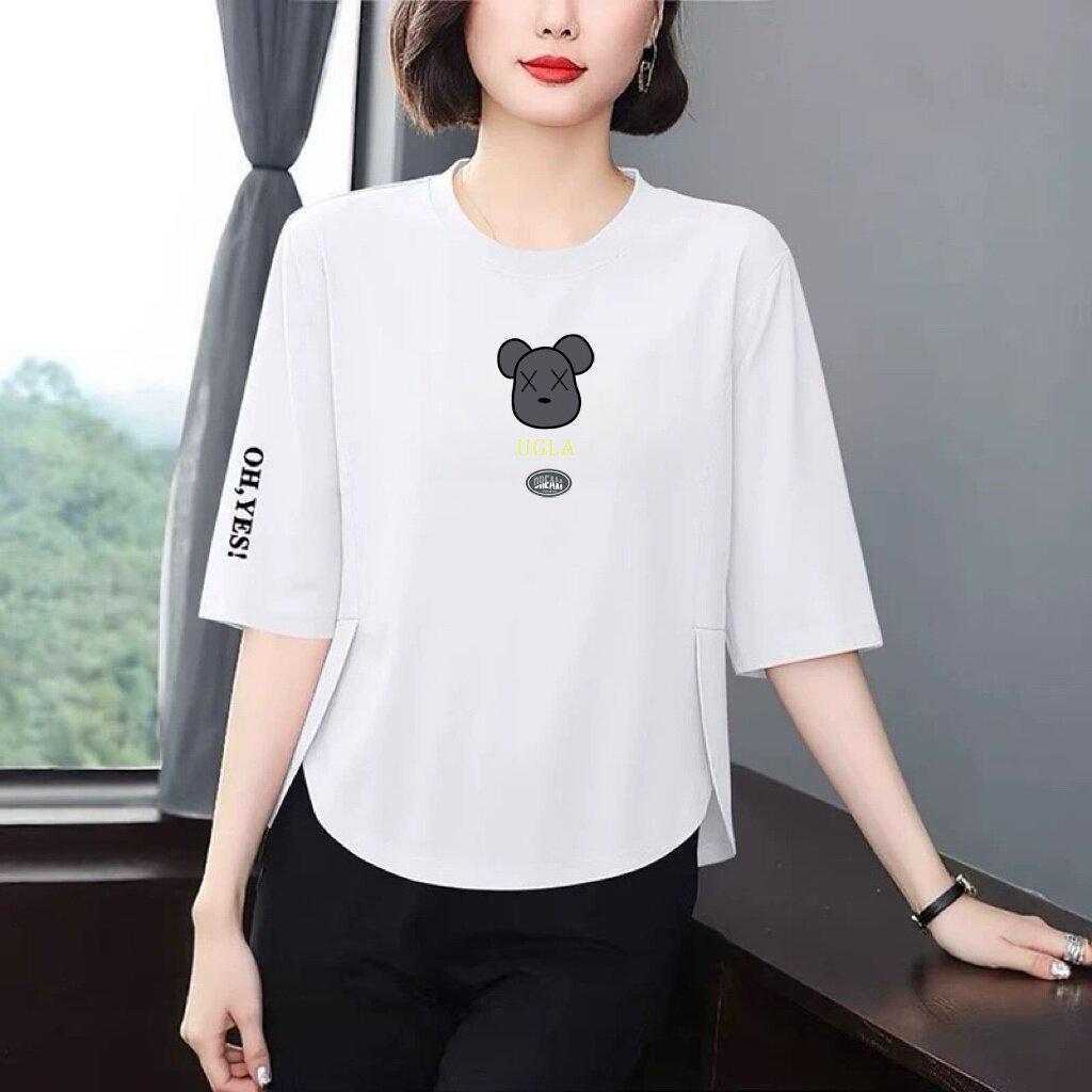 

Maternity Cartoon Print 3/4 Sleeve Flattering Loose Top - Stylish & Versatile for Women XL