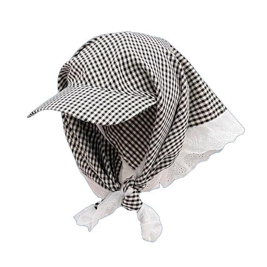 Turban Hat Adjustable Rear Strap Sweet Bow Widened Brim Blocks UV Rays Neck Protection Quick-Dry Ventilated Sun Hat
